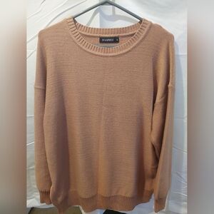 Ranphee XL Women's Longsleeve Beige Baggy Side Slits Pullover Sweater